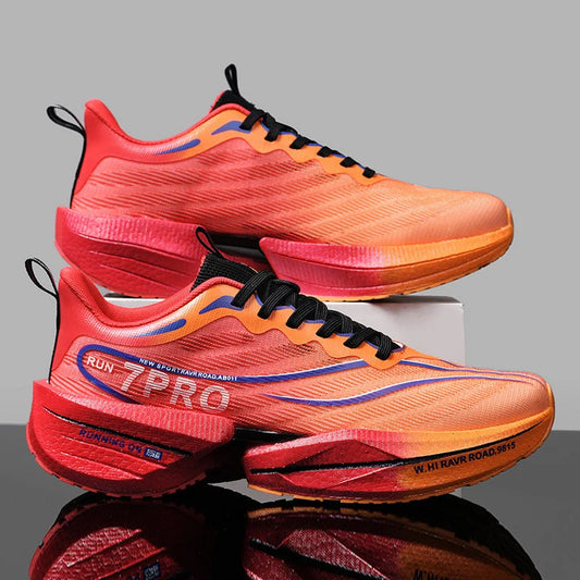 New Men's Carbon Plate Sneakers – Outdoor Soft Sole Mesh Sports Shoes, Lightweight Anti-Slip Running Shoes, Casual Couple Tennis Shoes