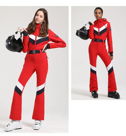Gsou Women’s Winter Snow Jumpsuit – One-Piece Ski Suit, Thermal Waterproof & Windproof Outdoor Sportswear for Snowboarding