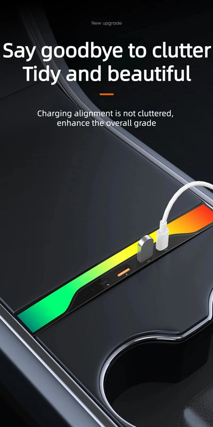 Tesla Model Y 2023 USB Hub 4-Port – 27W Fast Charger Smart Docking Station Adapter & Power Splitter Extension