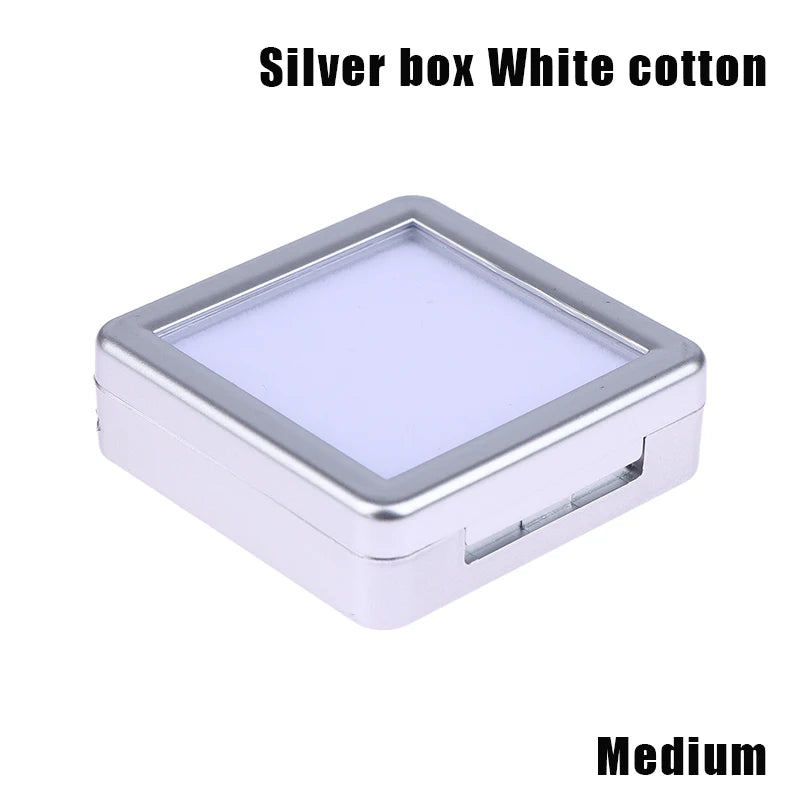 Transparent Glass Lid Gem Storage Box – Jewelry Display Case for Diamonds, Gemstones & Pendants Holder Container