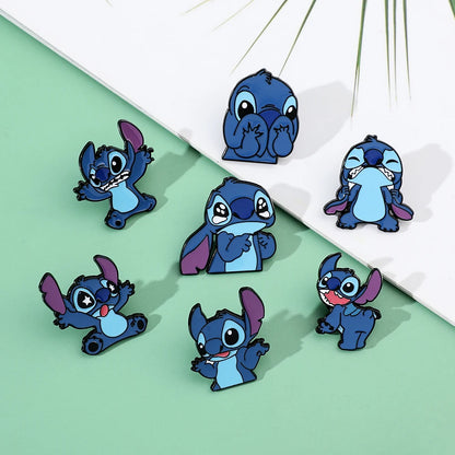 7 Pcs Lilo & Stitch Enamel Pins Set | Creative Stitch Brooches for Backpacks, Clothing & Accessories