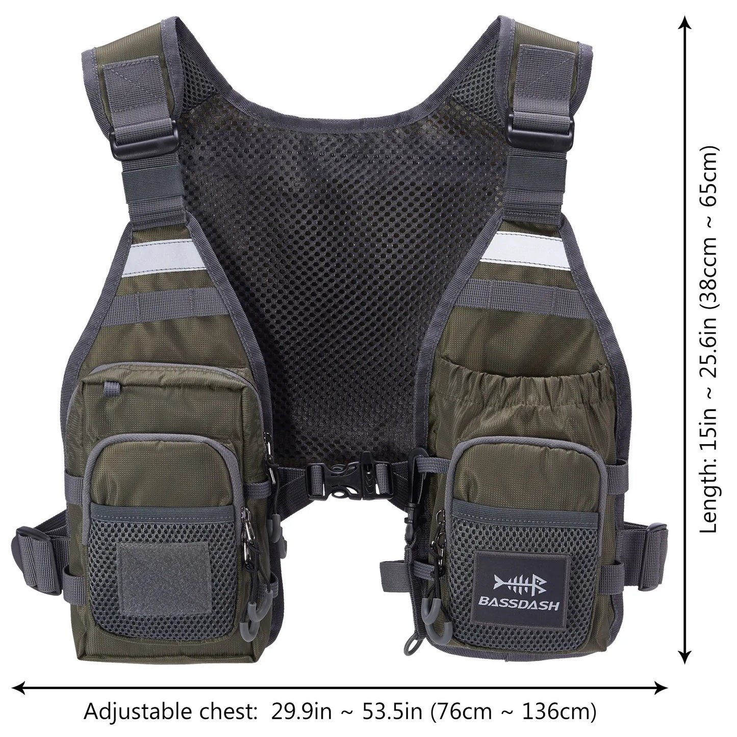 Bassdash FV08 Ultra Lightweight Fly Fishing Vest – Portable Chest Pack for Men and Women, One Size Fits Most