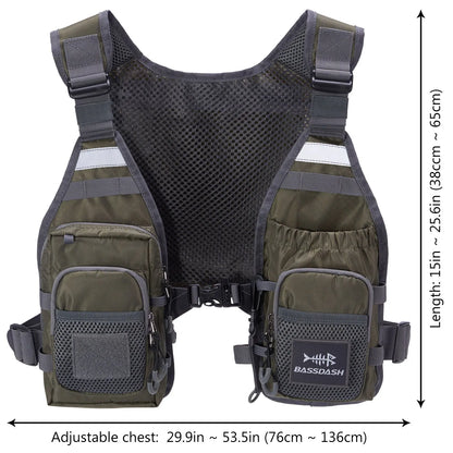 Bassdash FV08 Ultra Lightweight Fly Fishing Vest – Portable Chest Pack for Men and Women, One Size Fits Most
