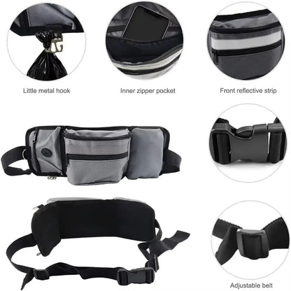Dog Training Walking Bag – Hands Free Treat Pouch Waist Bag, Pet Snack Feeder, Pocket for Dog Bowls & Water Cup
