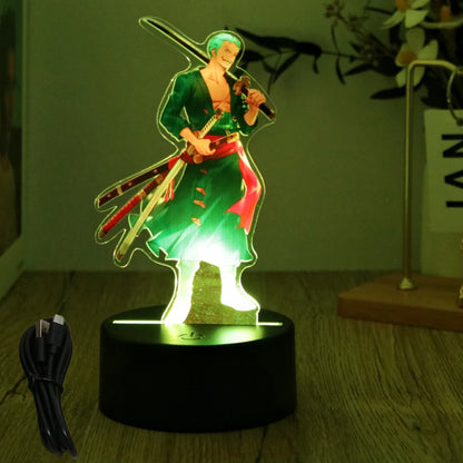 One Piece Luffy & Zoro Action Figures — 3D PVC Anime Lamp, LED Night Light Collectible Toy, Christmas Gift for Kids