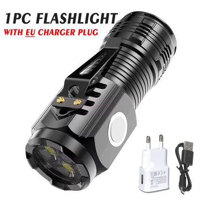 Mini 3 LED Rechargeable Flashlight with Pen Clip – Portable Waterproof Emergency Torch for Night Walking & Outdoor Use High Brightness Spotlight Light
