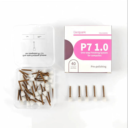 Dentpark 40pcs Dental One-Step Finishing System — P7 1.0 Finisher Cups, Points, Discs for Composite Polishing with RA Shank