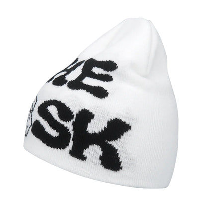 Y2K Letter Knitted Beanie Cap – Unisex Winter Autumn Warm Ski Skullcap, Hip Hop Streetwear Ear Cover Hat for Men & Women