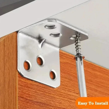 # 90 Degree Stainless Steel Corner Brackets - L-Shaped Braces for Wood Cabinets, Furniture & Shelves