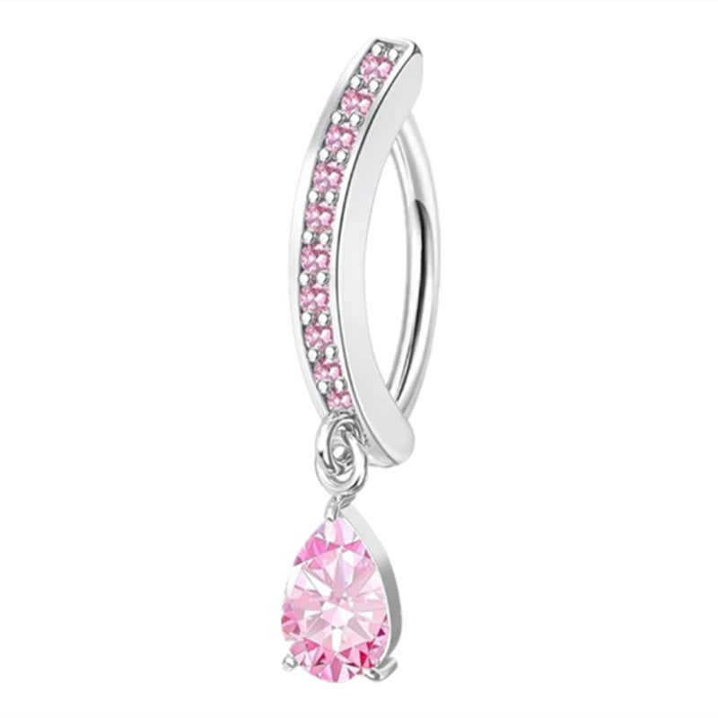 Stainless Steel Crystal Belly Button Ring - Fashion Drip Clicker Navel Piercing Jewelry for Women