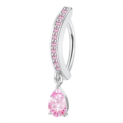 Stainless Steel Crystal Belly Button Ring - Fashion Drip Clicker Navel Piercing Jewelry for Women