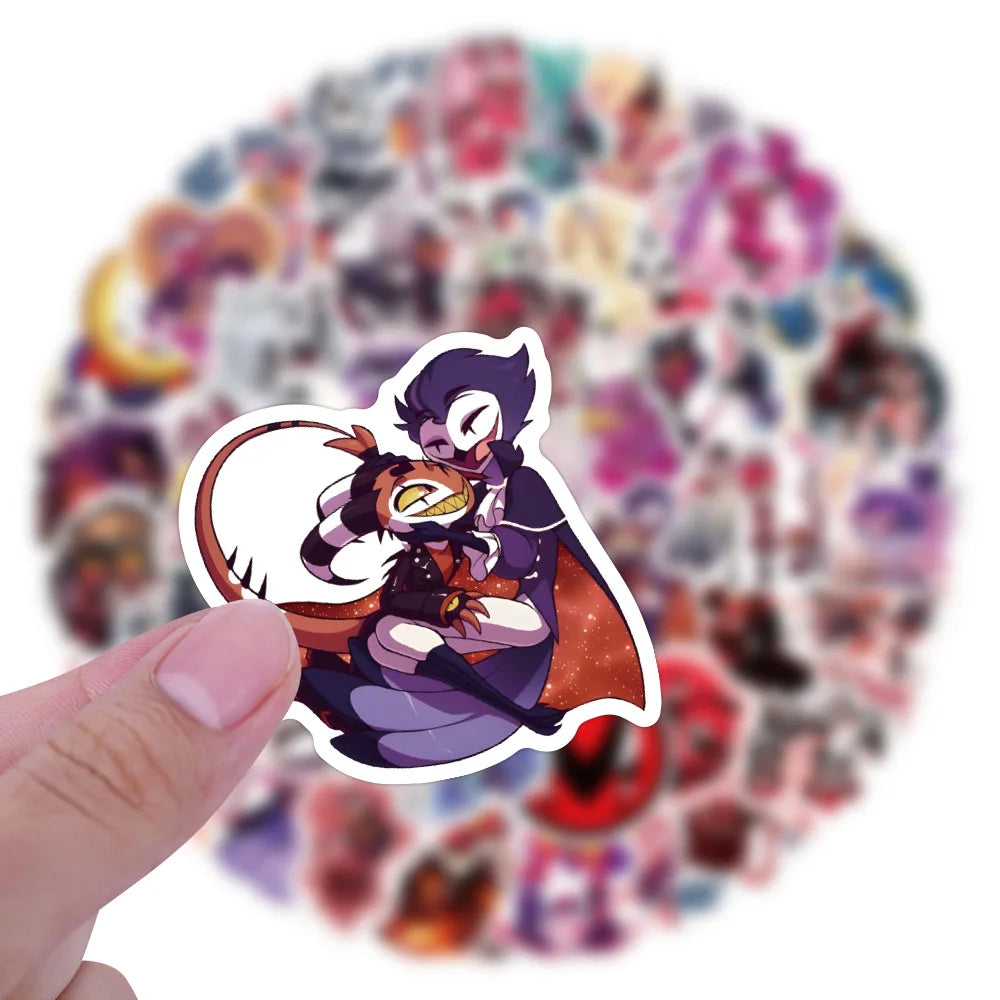 120PCS Helluva Boss Anime Stickers - Cartoon Graffiti Decals for Motorcycles, Luggage, Guitars, Laptops, and Phones