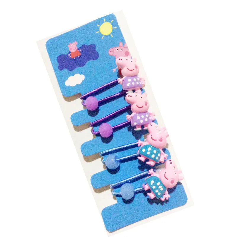 Peppa Pig Hairpins & Hair Rope Set – Kawaii Peppa Pig & George Bb Clips for Girls, Children’s Accessories for Students