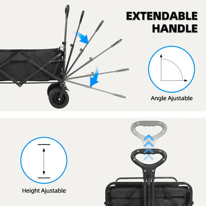 Heavy Duty Collapsible Folding Beach Wagon – Large-Capacity Portable Utility Cart for Garden & Camping