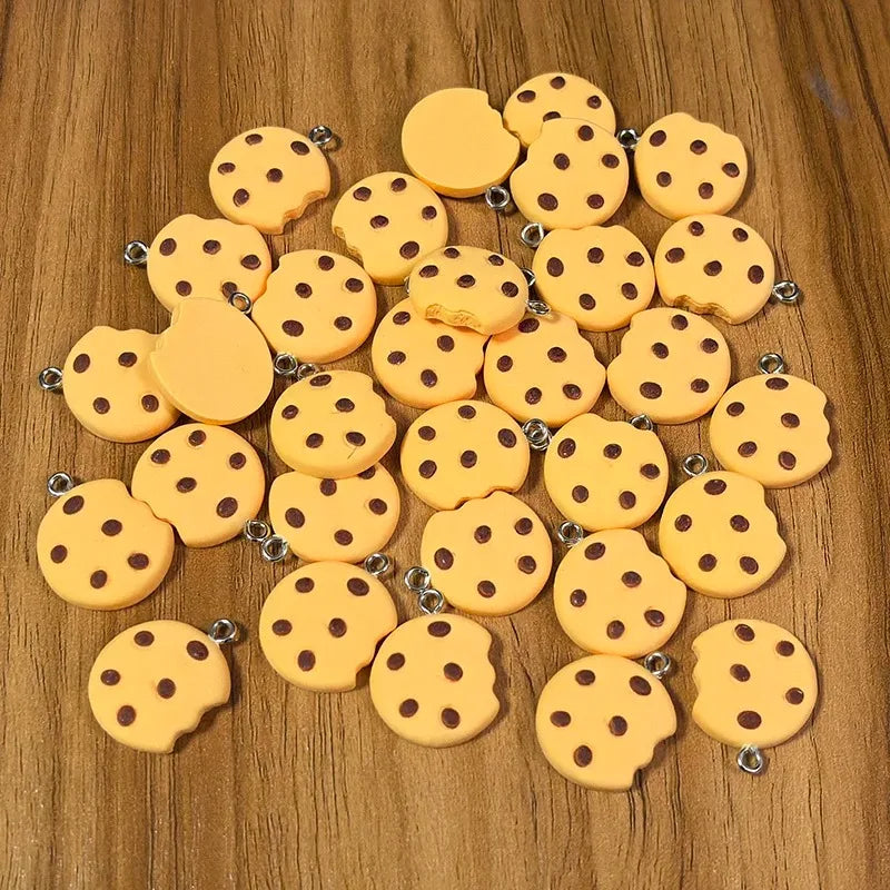 Broken Cookie Resin Charms - 10pcs Cute Cartoon Snack Pendants for DIY Jewelry Making