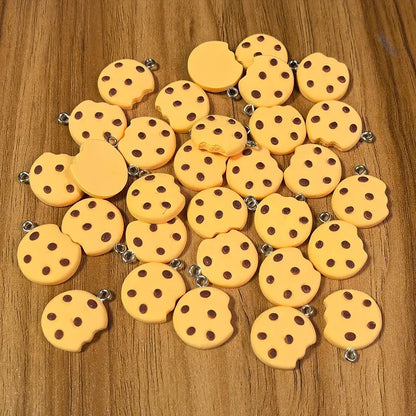 Broken Cookie Resin Charms - 10pcs Cute Cartoon Snack Pendants for DIY Jewelry Making