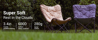 KingCamp Portable Foldable Butterfly Chair – Comfortable Upholstered Seat for Camping, Dorm & Outdoor, 300 lbs