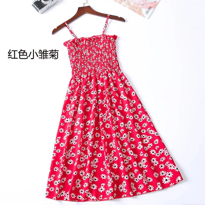 Women’s Summer Mini Dress – Casual Sleeveless Spaghetti Strap Chiffon Dress with Elastic High Waist