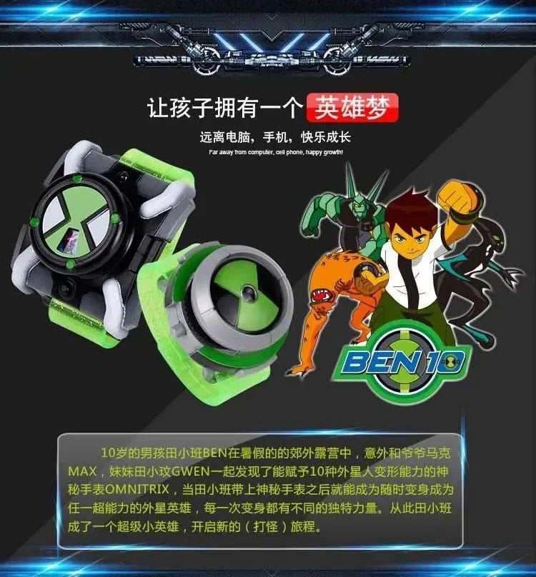 Omnitrix BEN10 Action Figure – Ben Tennyson Projection Watch with Sound & Light, Kids’ Smart Toy Gift