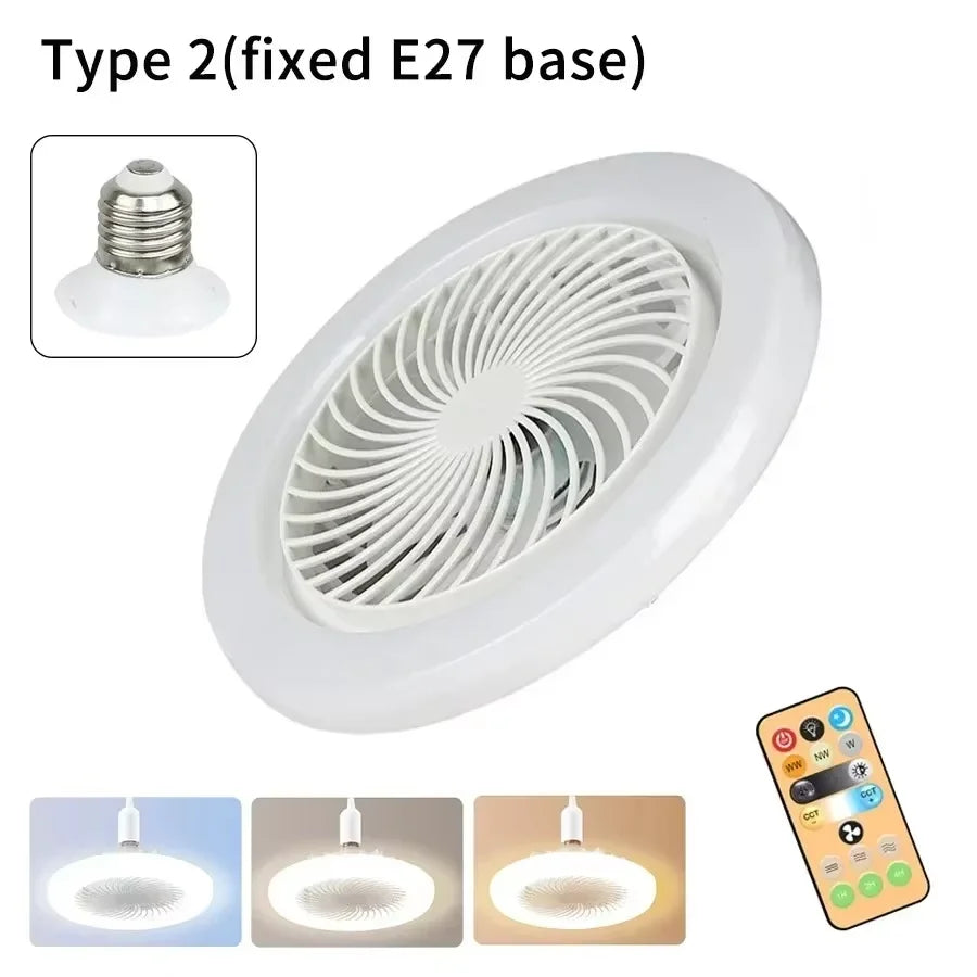 Smart 3-in-1 Ceiling Fan Light E27 Adapter - Remote Control Lighting Base for Bedroom & Living Room, 85-265V