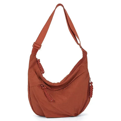Trendy Women’s Soft Cloth Shoulder Bag | Solid Color Casual Crossbody & Hobo Bag for Students