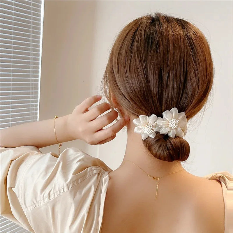 Shell Pearl Bow Hair Barrettes - Elegant Vintage Flower Hair Curler & Styling Accessory