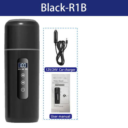 12V/24V Portable Car Electric Kettle 500ml – Smart Touch Screen Travel Heating Cup with Adjustable Temperature Thermal Mug