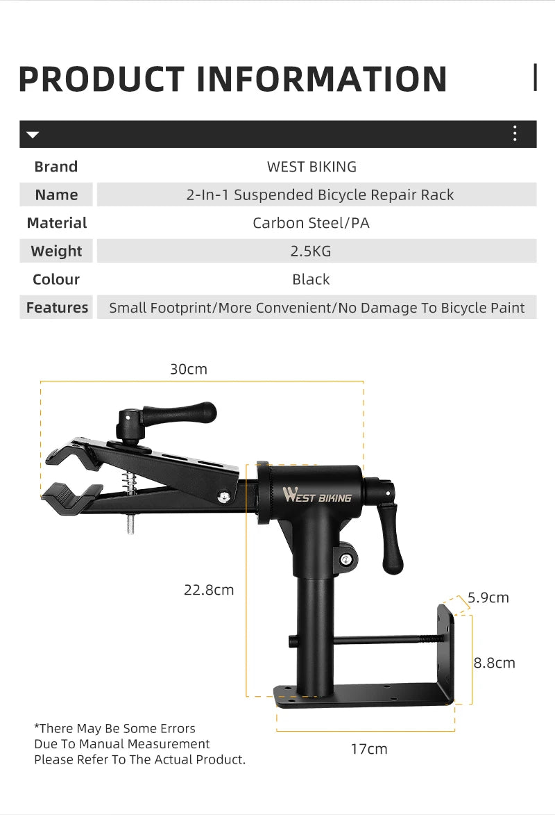 WEST BIKING Foldable Bike Repair & Display Stand – Multipurpose Wall/Floor Rack for Bicycle Storage & Maintenance