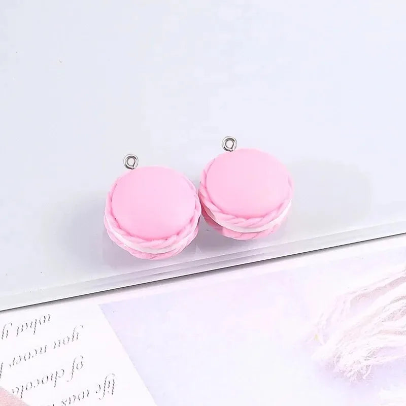 Macaron Cookie Resin Charms - 10pcs Cute Cartoon Food Pendants for DIY Jewelry Making