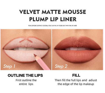 12-Color Matte Lipliner Pencil – Waterproof, Plumping Lip Liner for Natural Nude & Pink Shades | Professional Lip Contour Makeup