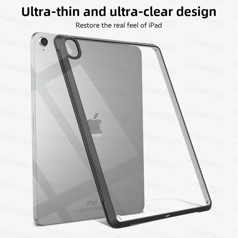 Silicone Transparent Case for iPad Pro 11", Air 4/5 (10.9"), Mini 4/5/6 & iPad 7/8/9/10th Gen (9.7"–10.5") Cover Funda
