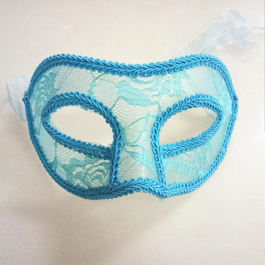 Lace Ribbon Masquerade Eye Mask - Handmade Venetian Cosplay Costume for Women & Men