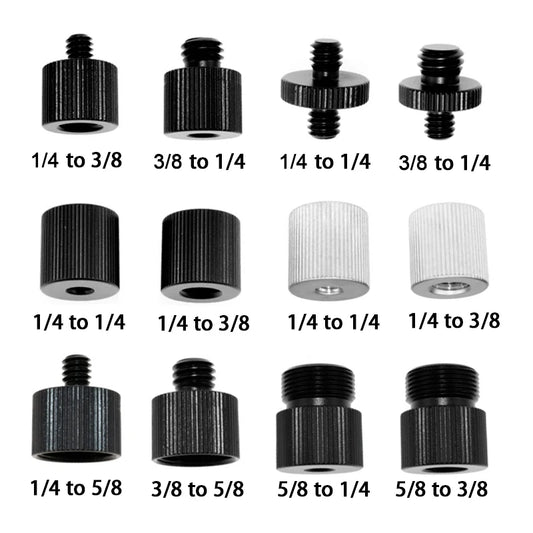 1/4 to 3/8 Inch Camera Screw Adapter - 5/8-27 Microphone Thread Converter for Tripod Ball Head Photography Accessories