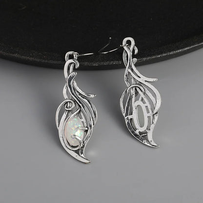 Bohemian Opal Dangle Earrings - Elegant Silver Plated Jewelry for Holidays & Special Occasions