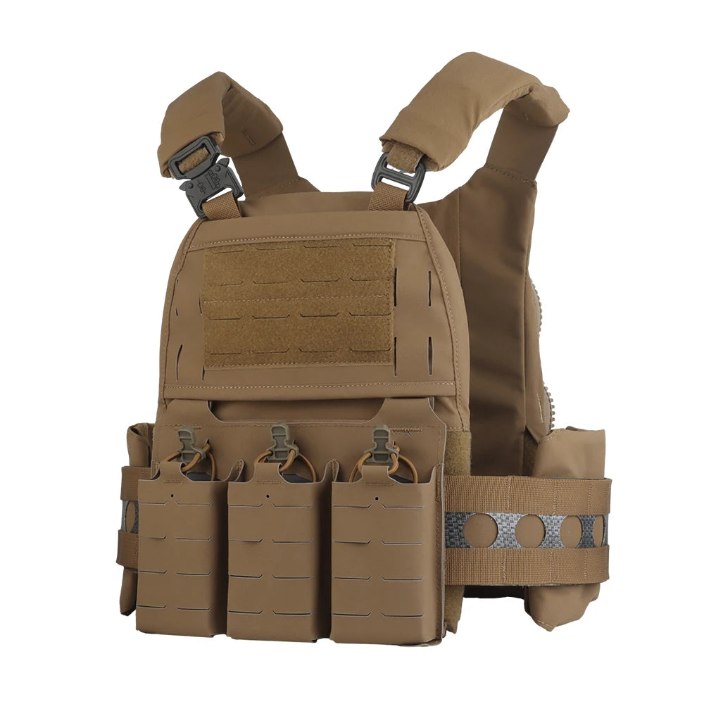 Tactical Vest Ferro Plate Carrier V5 – Military Hunting Airsoft Body Armor with Portable MOLLE System & Triple Magazine Pouch