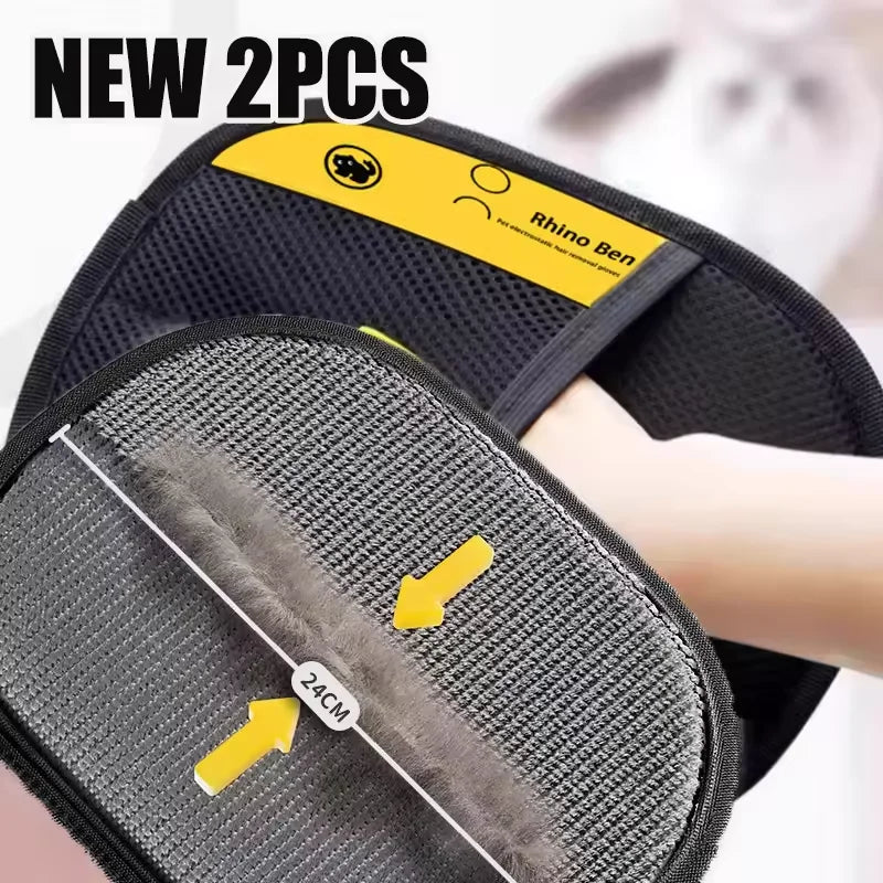 Upgraded Pet Hair Removal Gloves – Reusable Double-Sided Grooming Gloves for Pets, Fur & Carpet Cleaning