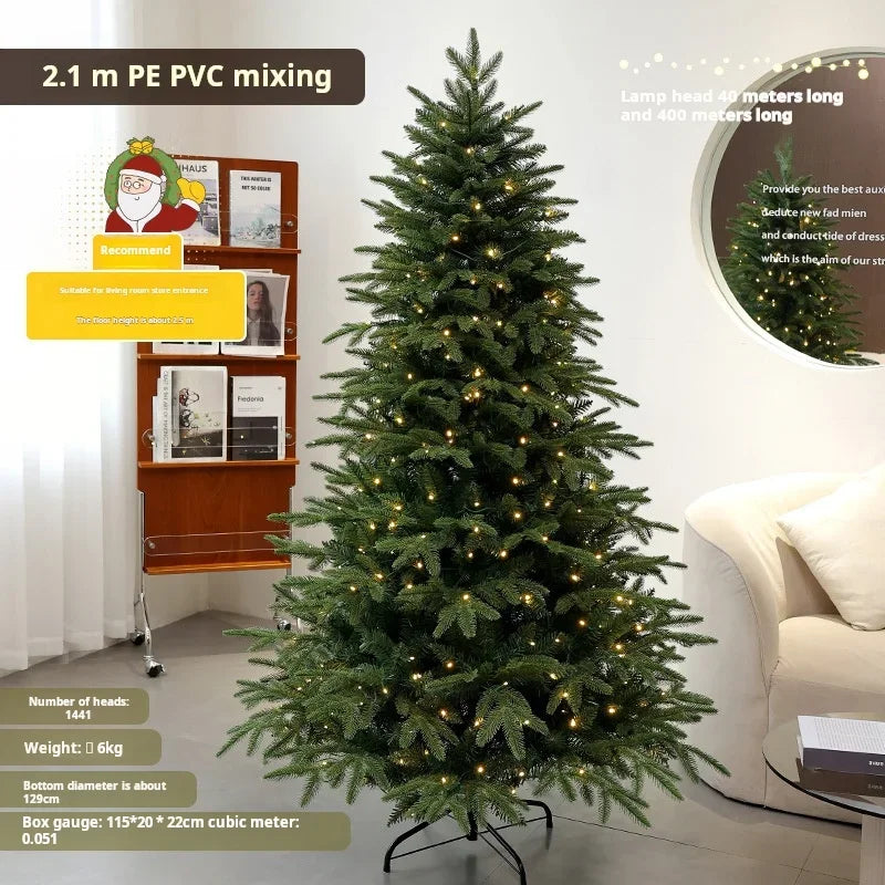 PE & PVC Mixed Christmas Tree with Lights — Large Decorative Holiday Tree for New Christmas Decor