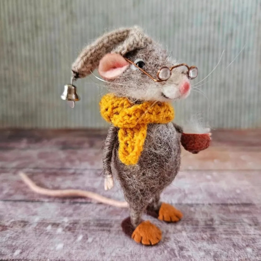 Cute Needle Felted Christmas Mouse – Handmade Holiday Ornaments & Craft Decorations