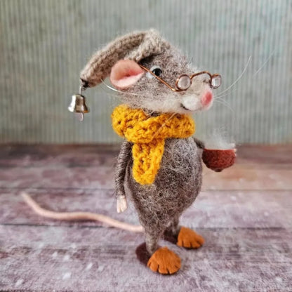 Cute Needle Felted Christmas Mouse – Handmade Holiday Ornaments & Craft Decorations