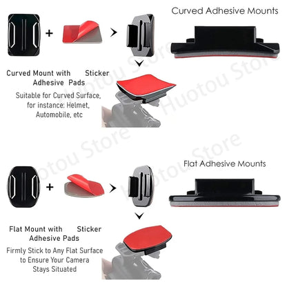 GoPro Helmet Adhesive Mount Kit – Flat & Curved 3M Sticky Mounts for GoPro Hero 5–12, Insta360 X3 & DJI Action Cameras