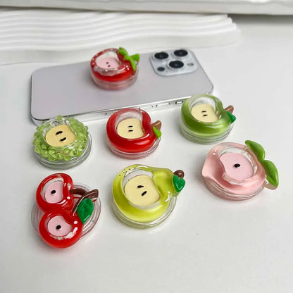 Cute Fruit Phone Holder - Resin Red Apple Foldable Phone Stand & Decorative Socket Grip
