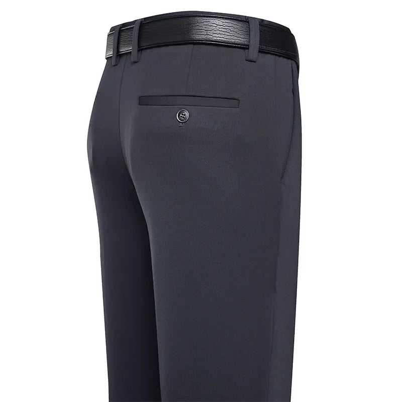 Men's Suit Pants – Business Casual Elastic Straight Trousers | Formal Dress Black & Navy Blue