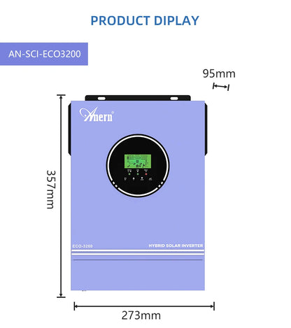 Solar Off-Grid Hybrid Inverter 3600W/4200W/6200W - MPPT Controller 24V/48V/220V, 120A, for Hybrid Solar Systems