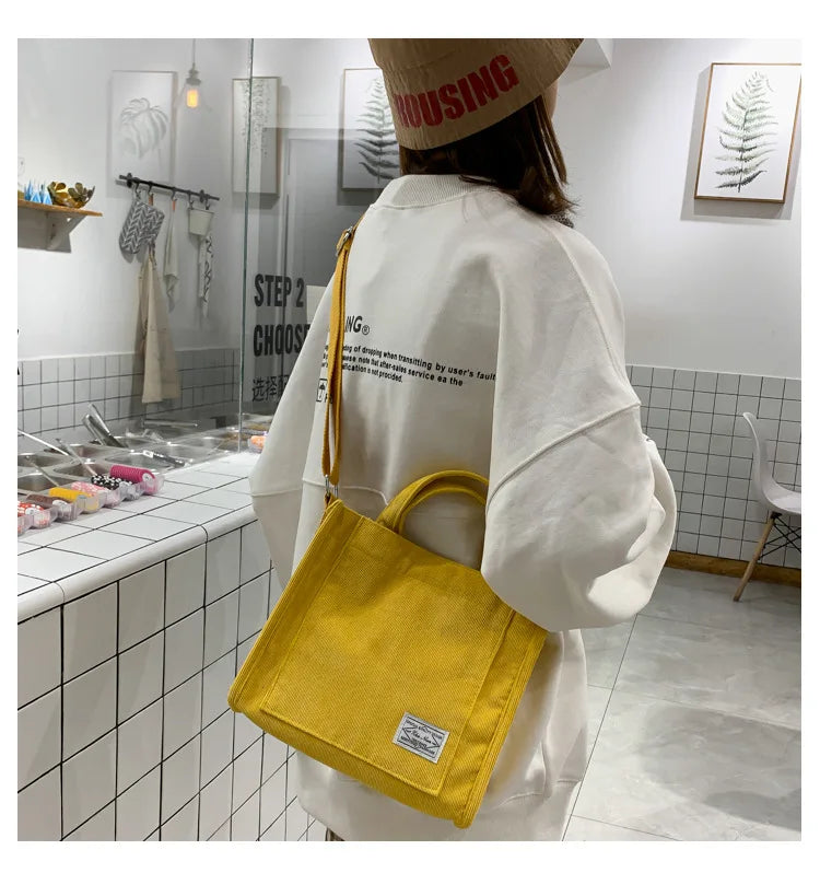 Rilibegan Shoulder Bag for Women - New Style Simple Corduroy, Large Capacity, Small Square Handbag, Trendy and Portable