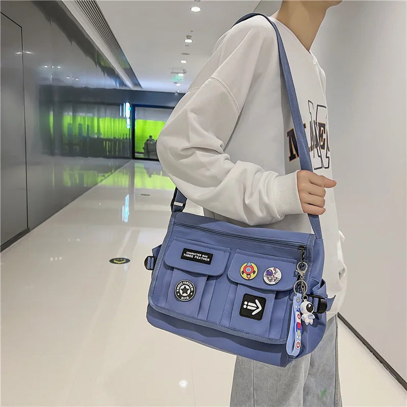 Harajuku Nylon Crossbody Messenger Bag – Unisex School Shoulder Bag for Students & Everyday Use