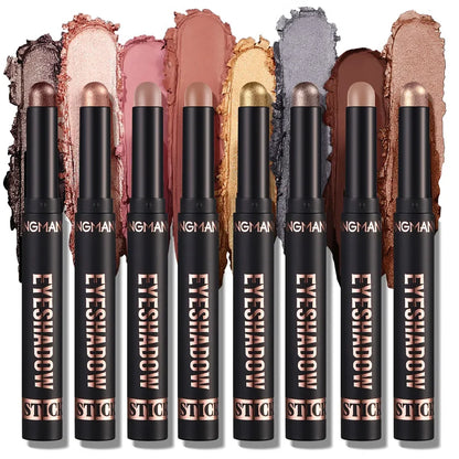 Waterproof Pearlescent Eyeshadow Pencil – 8 Colors, Glitter Shimmer Eye Shadow & Highlighter Pen for Long-Lasting Eye Makeup