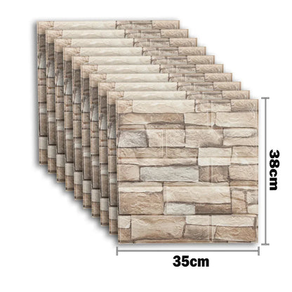 10pcs 3D Foam Wall Stickers – Self-Adhesive Waterproof Peel-and-Stick Brick Wallpaper for Interior Decoration