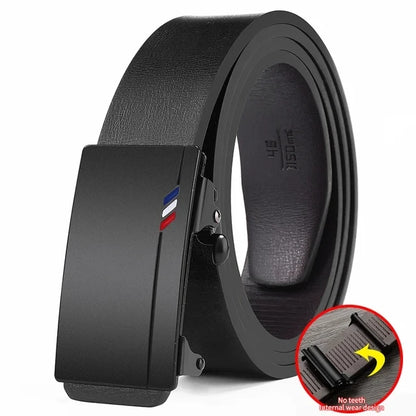 Men's Luxury Genuine Leather Belt - Famous Brand Quality Belt with Automatic Metal Buckle, Stylish Male Strap