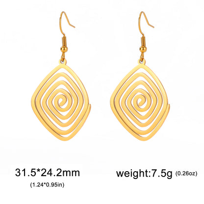Skyrim Irregular Spiral Swirl Drop Earrings – Gold Stainless Steel Geometric Earrings for Women Trend Jewelry Gift