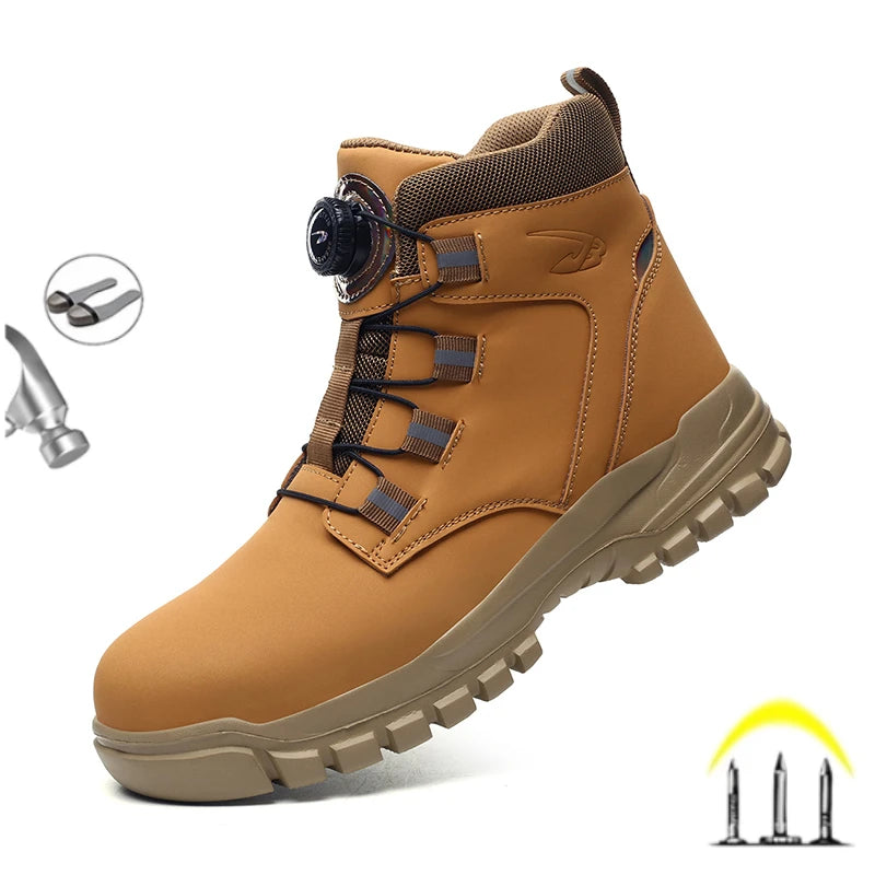 2024 Fashion Waterproof Security Work Boots – Protective Leather, Anti-Smash & Anti-Puncture Industrial Safety Shoes